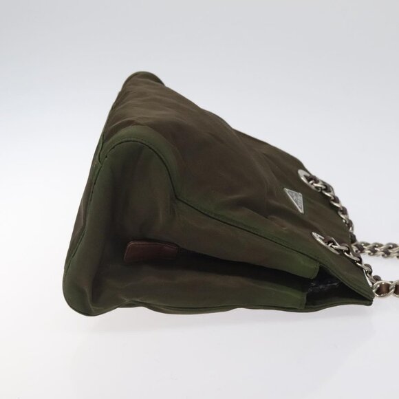 PRADA Chain Shoulder Bag Nylon Khaki Auth - Picture 6 of 16